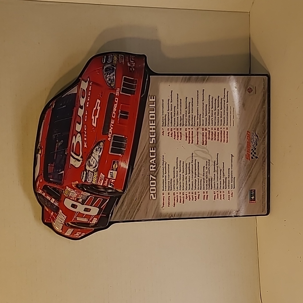 Vintage Dale Earnhardt Jr 10x13 metal wall sign 2007 race schedule by snap-on.